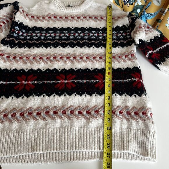 ZARA Apres Ski Oversized Jacquard Knit Snowflake Sweater Size Small - Picture 8 of 9